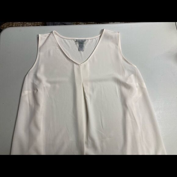 CATHERINES, Woman’s Top, Cream/Ivory, Size 2X,22/24W, sleeveless,pleat in front - Picture 5 of 6